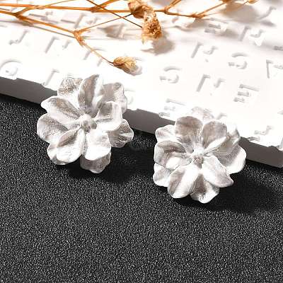 Alloy & 925 Sterling Silver & Acrylic Stud Earrings LS-EJEW-Q013-09A-1
