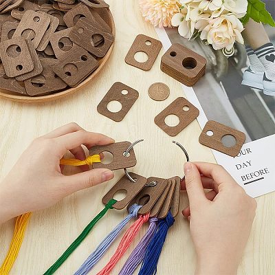 100Pcs Wood Floss Bobbin DIY-BC0013-82A-1