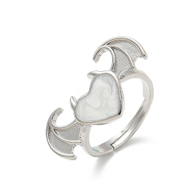 Heart with Wing Enamel Finger Rings RJEW-G337-05P-02-1