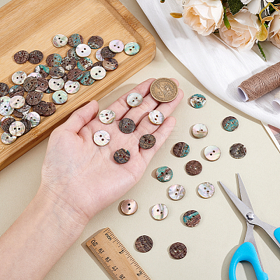 70Pcs 2-Hole Shell Buttons BUTT-ME0001-26-1
