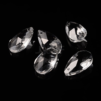 Faceted Teardrop Glass Pendants GLAA-O008-A13-1