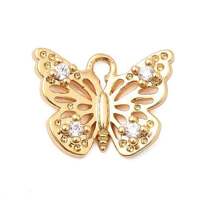 Brass Micro Pave Clear Cubic Zirconia Pendants KK-F916-33G-1