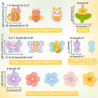 84Pcs 14 Styles Spring Theme Opaque Resin Cabochons CRES-PH0001-13-1