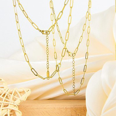 10Pcs 2 Styles Stainless Steel Paperclip Chain Necklaces for Women Men NJEW-SZ0001-72-1