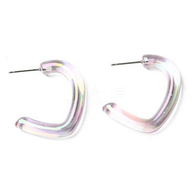 Resin C-shape Stud Earrings with 304 Stainless Steel Pins EJEW-D056-12P-1