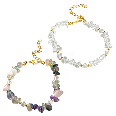 2Pcs 2 Styles  Natural Gemstone Beads Bracelets for Women BJEW-HY0001-26-1