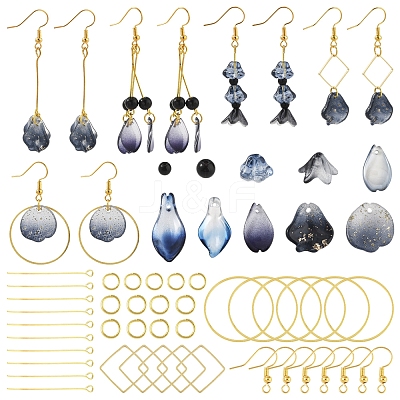 DIY Flower Glass Pendants Earrings Making Kits DIY-FS0009-01-1