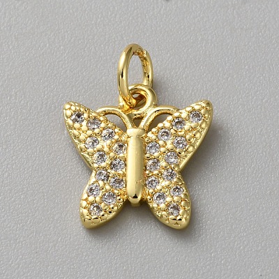 Brass Micro Pave Cubic Zirconia Charms KK-WH20001-13A-1