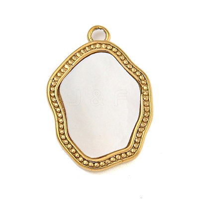 304 Stainless Steel Pave Shell Pendants LS-STAS-Z081-02G-01-1