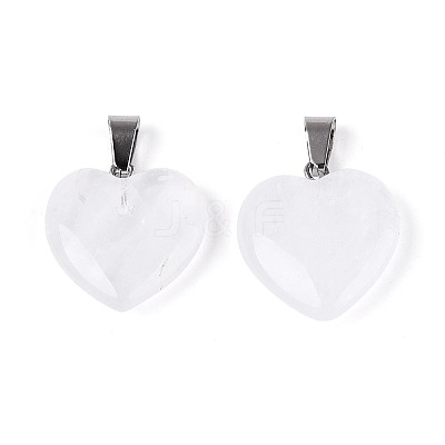 Heart Natural Crystal Pendants G-Q438-15-1