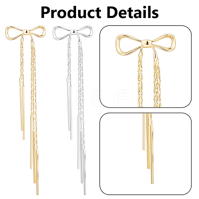 2 Pairs 2 Colors Alloy Bowknot Dangle Stud Earrings with Sterling Silver Pins EJEW-AN0004-90-1