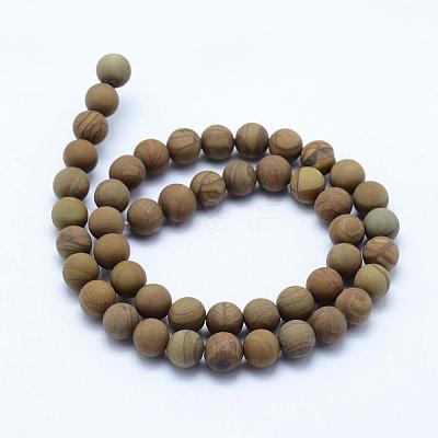 Natural Wood Lace Stone Wooden Jasper Beads Strands G-F518-21-8mm-1