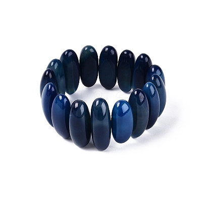 Oval Natural Agate Beaded Stretch Bracelets for Women Men G-Q601-23B-1