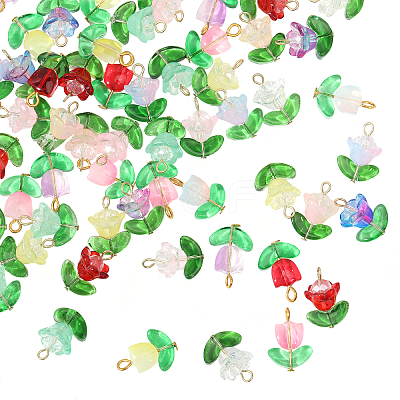78Pcs 14 Styles Glass Pendants PALLOY-CA00003-1