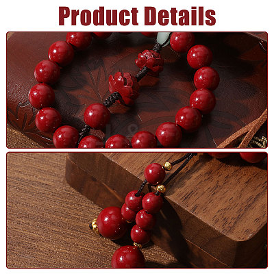 1Pc Cinnabar Round Beads Pendant Decorations HJEW-CA0001-77-1