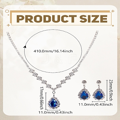 Brass Rhinestone Pendant Necklace & Stud Earring Sets SJEW-LP0001-51A-1