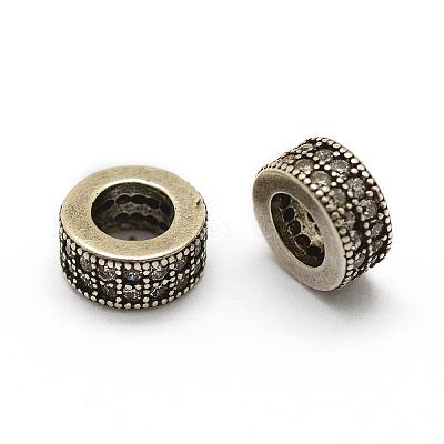 Brass Micro Pave Grade AAA Cubic Zirconia European Beads ZIRC-G100-41AS-NR-1