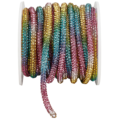 7.1 Yards Glass Rhinestone Synthetic Rubber Round Cord DIY-GF0013-74B-1