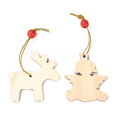 Christmas Theme Wood Big Pendant Decorations HJEW-F011-04-1