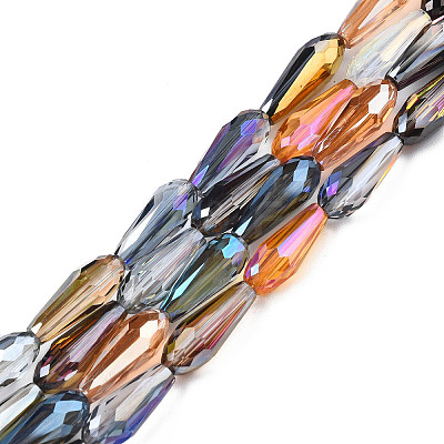 Electroplate Transparent Glass Beads Strands X-EGLA-Q026-014-1