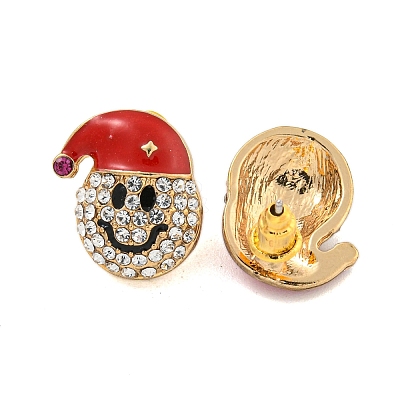 Christmas Alloy Crystal Rhinestone Stud Earrings for Women EJEW-M256-01B-G-1