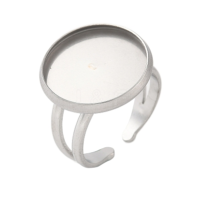 Non-Tarnish 304 Stainless Steel Cuff Ring Settings STAS-E202-02F-P-1