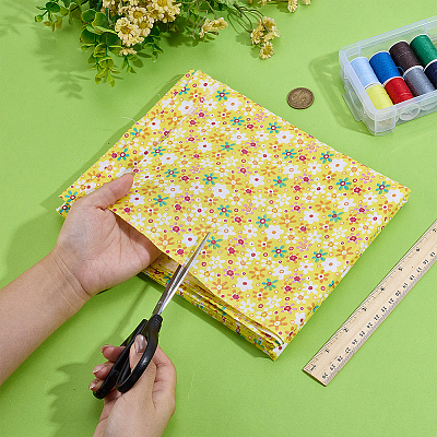 Flower Pattern Cotton Fabric DIY-WH0591-275A-1