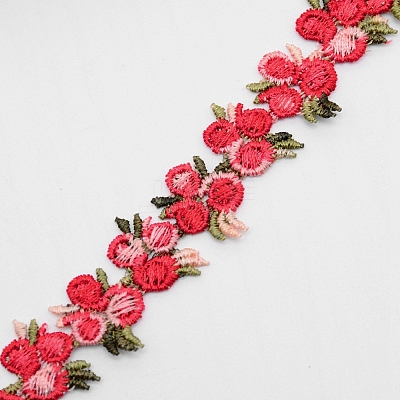 Flower Polyester Trim Ribbon X-OCOR-WH0057-18F-1
