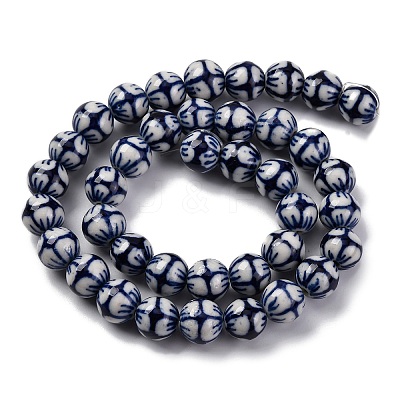 Handmade Blue and White Porcelain Beads Strands PORC-I027-03I-1