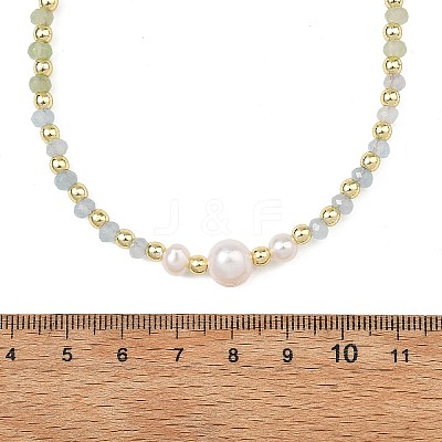 Gradient Color Gemstone & Natural Cultured Freshwater Pearl Beaded Necklaces NJEW-JN06316-03-1