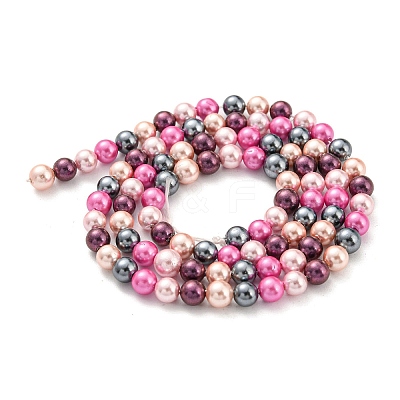Electroplated Shell Pearl Beads Strands SHEL-F008-03A-09-1
