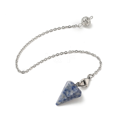 Cone Natural Red Agate & Blue Spot Jasper & Rose Quartz & Green Aventurine Pointed Dowsing Pendulums HJEW-JM04048-1