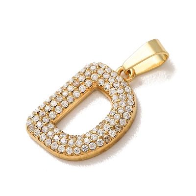 304 Stainless Steel Micro Pave Clear Cubic Zirconia Pendants CU-CBA703A-05G-D-1