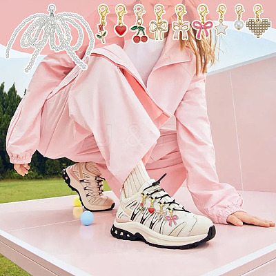 10 Styles Alloy Enamel/Rhinestone/Resin Imitation Pearl Shoe Charms AJEW-OC0015-30-1
