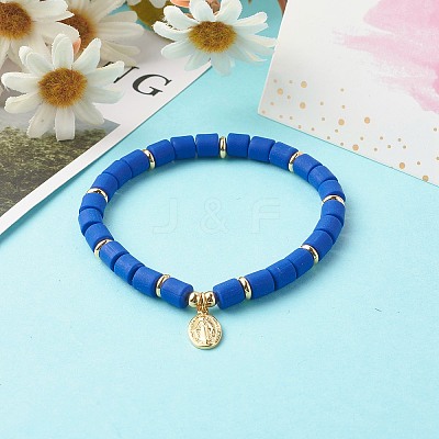 Handmade Polymer Clay Beads Stretch Bracelets BJEW-JB06551-1