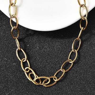 304 Stainless Steel Cable Chain Necklaces with Spring Ring Clasps for Women NJEW-Z091-09G-1