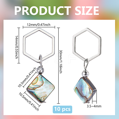 10Pcs Abalone Shell/Paua Shell Pendant Locking Stitch Markers AJEW-BC00021-1