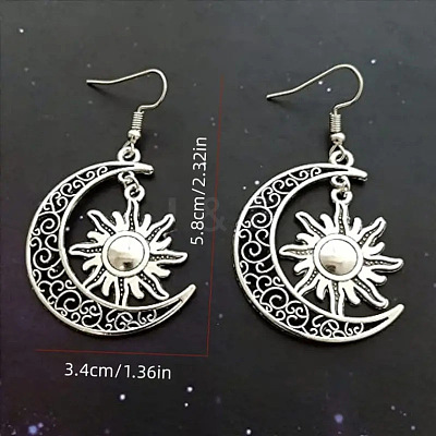 Moon with Sun Alloy Dangle Earrings FS-WG4E656-01-1
