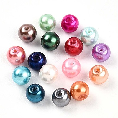 Baking Paint Pearlized Glass Pearl Beads HY-Q003-8mm-M01-1