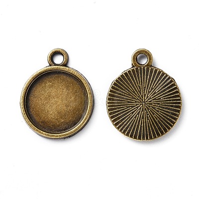 Flat Round Alloy Pendant Cabochon Settings X-PALLOY-N0088-38AB-NF-1
