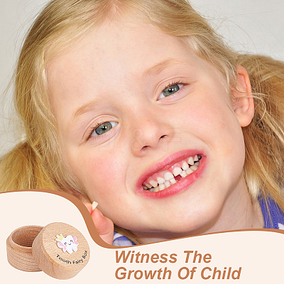 Round Printed Wood Baby Tooth Keepsake Cases with Lids CON-WH0113-12C-1