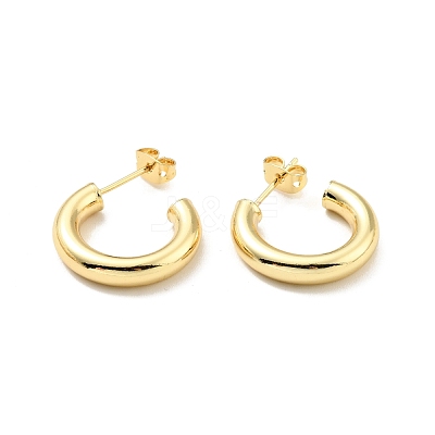 Rack Plating Brass C-shape Stud Earrings EJEW-G288-32C-G-1