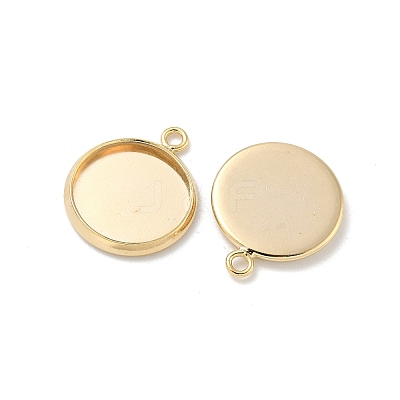 Flat Round Brass Pendant Cabochon Settings KK-K414-14E-G-1
