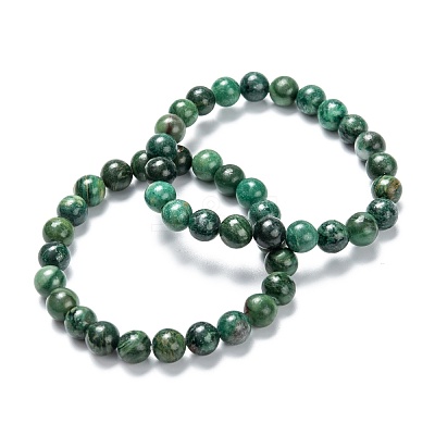 Natural African Jade Stretch Beaded Bracelets G-A185-01Q-1