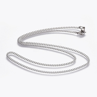 Non-Tarnish 304 Stainless Steel Curb Chains Necklaces NJEW-L167-17-P-1