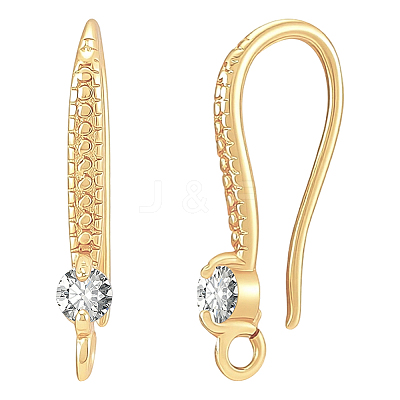6 Pairs Brass Clear Cubic Zirconia Earring Hooks KK-BBC0027-54-1