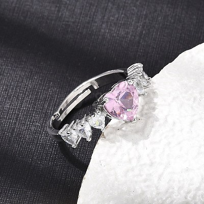 Brass Pave Cubic Zirconia Cuff Open Rings CU-CBA5C10-02P-1