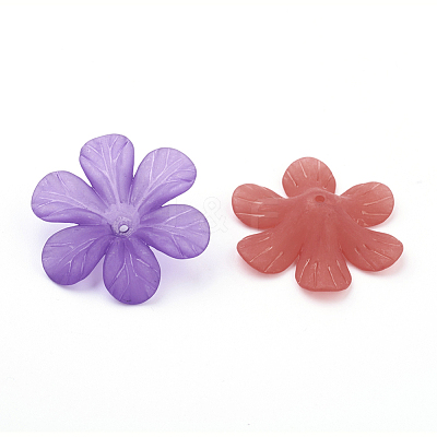 Mixed Color Transparent Frosted Acrylic Flower Beads X-PAF154Y-1