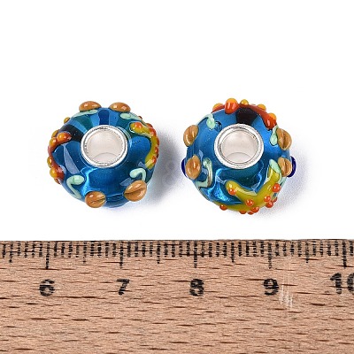 3D Lampwork & Brass Core European Beads LAMP-Q042-01A-1