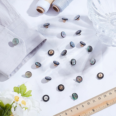 30Pcs 2 Colors 1-Hole Alloy Shell Shank Buttons BUTT-NB0002-09A-1